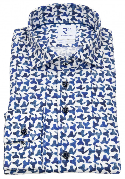 R2-Amsterdam Hemd - Modern Fit - Haifischkragen - Bio Baumwolle - blau - 114.WSP.066 