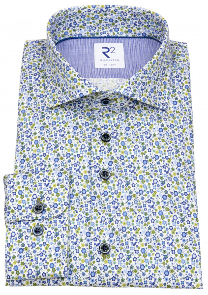 R2-Amsterdam Hemd - Modern Fit - Haifischkragen - floraler Print - mehrfarbig - 112.WSP.085 