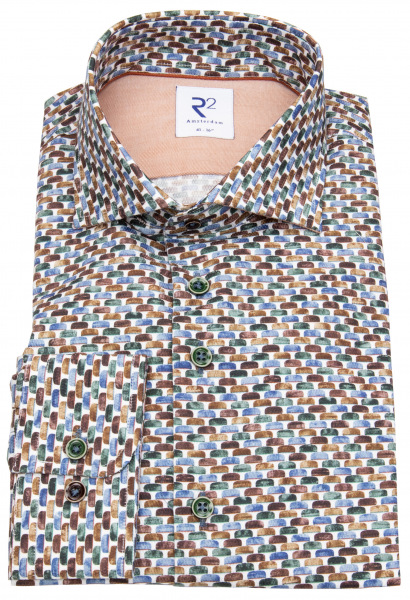 R2-Amsterdam Hemd - Modern Fit - Haifischkragen - Print - mehrfarbig - 118.WSP.088 