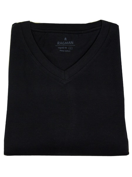 Ragman T-Shirt Doppelpack - V-Ausschnitt - schwarz - ohne OVP - 40057 009 