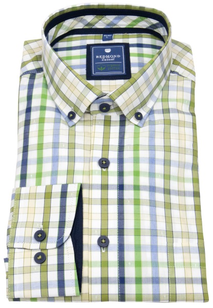 Redmond Hemd - Comfort Fit - Button Down Kragen - Bio Baumwolle - kariert - mehrfarbig - 241070111 60 