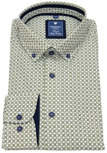 Redmond Hemd - Comfort Fit - Button Down Kragen - gelb / blau  / weiß - 241075111 40 