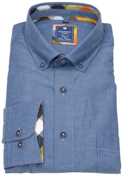 Redmond Hemd - Comfort Fit - Button Down Kragen - Twill - blau - ohne OVP - 232065111 10 
