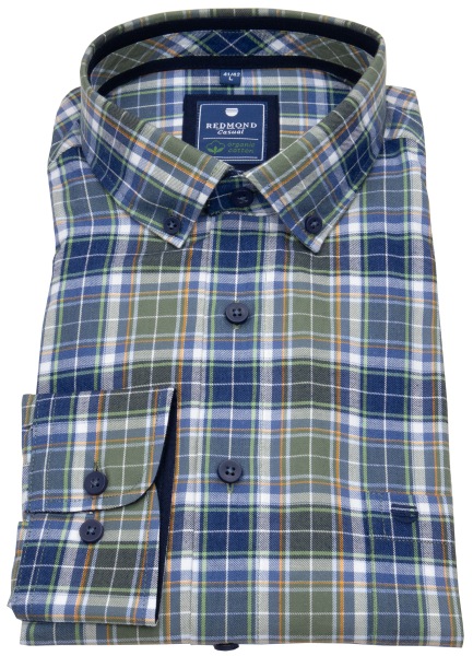 Redmond Hemd - Comfort Fit - Casual - Button Down - Bio Baumwolle - kariert - mehrfarbig - ohne OVP - 242040111 60 