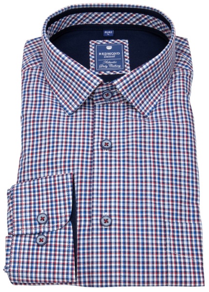 Redmond Hemd - Comfort Fit - Kentkragen - kariert - rot / blau / weiß - 232000111 10 