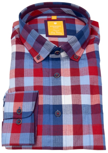 Redmond Hemd - Modern Fit - Button Down Kragen - Twill - kariert - mehrfarbig - 232070110 50 