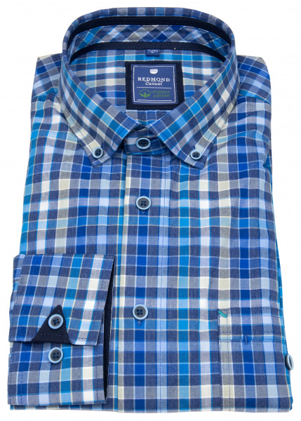 Redmond Hemd - Regular Fit - Button Down - Bio Baumwolle - kariert - blau - 222030111 10 