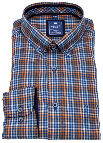Redmond Hemd - Regular Fit - Button Down Kragen - kariert - beige / terra - 222410111 25 
