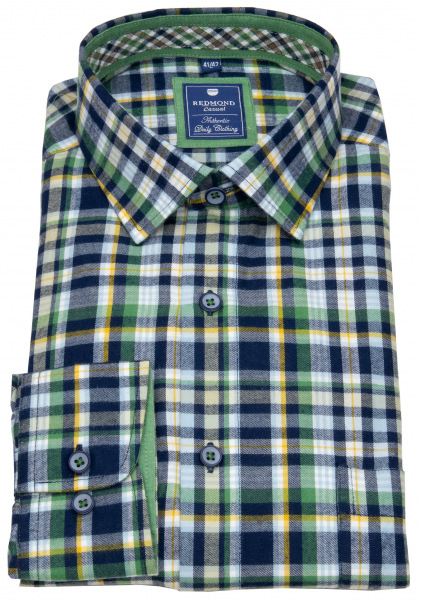 Redmond Hemd - Regular Fit - Button Down Kragen - kariert - blau / grün - 222430111 60 