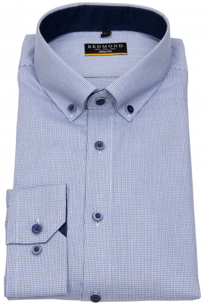 Redmond Hemd - Slim Fit - Button Down Kragen - Struktur - blau - 231710130 10 