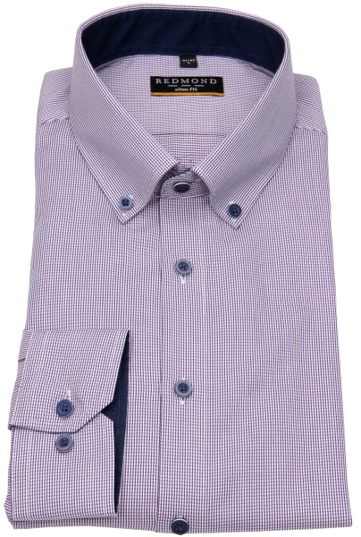 Redmond Hemd - Slim Fit - Button Down Kragen - Struktur - rosé - 231710130 55 