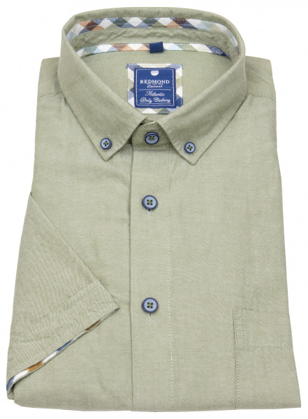 Redmond Kurzarmhemd - Casual Fit - Button Down Kragen - Oxford - oliv - 231070999 30 