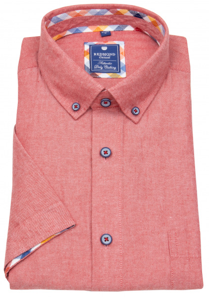 Redmond Kurzarmhemd - Casual Fit - Button Down Kragen - Oxford - rot - 231070999 50 