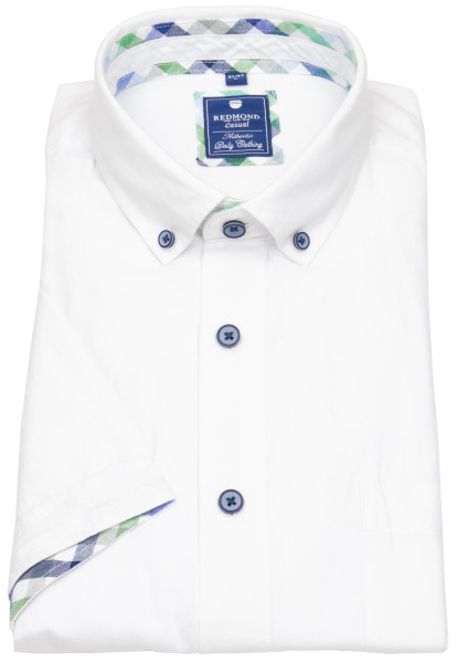 Redmond Kurzarmhemd - Casual Fit - Button Down Kragen - Oxford - weiß - 231070999 0 
