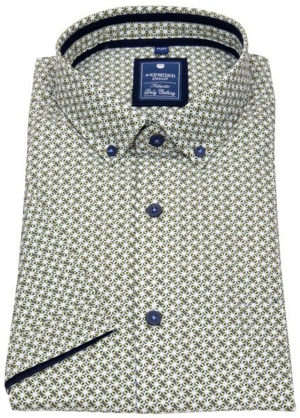 Redmond Kurzarmhemd - Comfort Fit - Button Down Kragen - grün / weiß - 241075999 40 