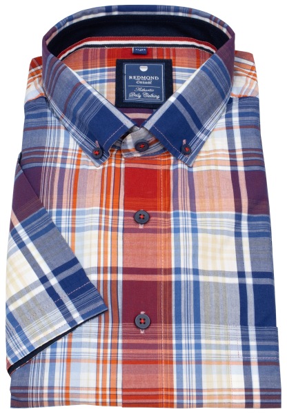 Redmond Kurzarmhemd - Comfort Fit - Button Down Kragen - kariert - rot - 241020999 50 