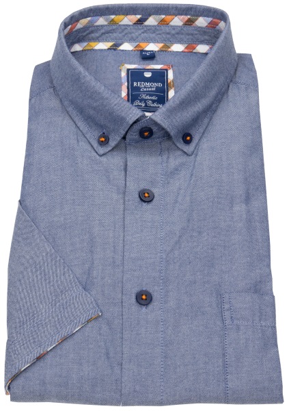 Redmond Kurzarmhemd - Comfort Fit - Button Down Kragen - Kontrastknöpfe - blau - 241500999 19 