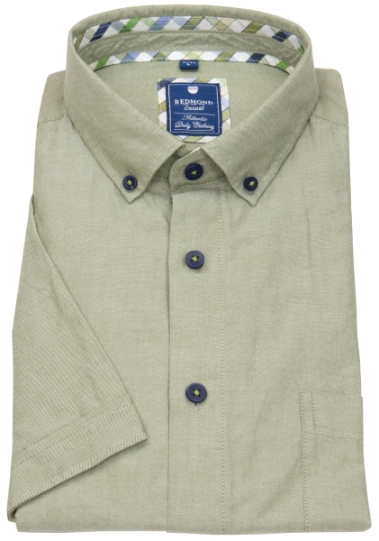 Redmond Kurzarmhemd - Comfort Fit - Button Down Kragen - Kontrastknöpfe - braun - 241500999 30 