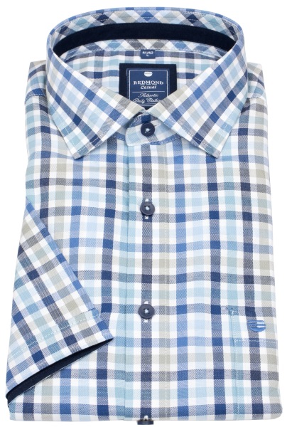 Redmond Kurzarmhemd - Comfort Fit - kariert - blau / hellblau - 251070999 10 