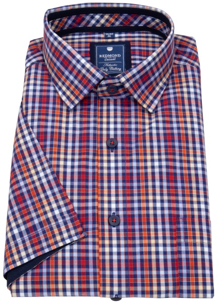 Redmond Kurzarmhemd - Comfort Fit - kariert - rot / blau - ohne OVP - 241060999 50 