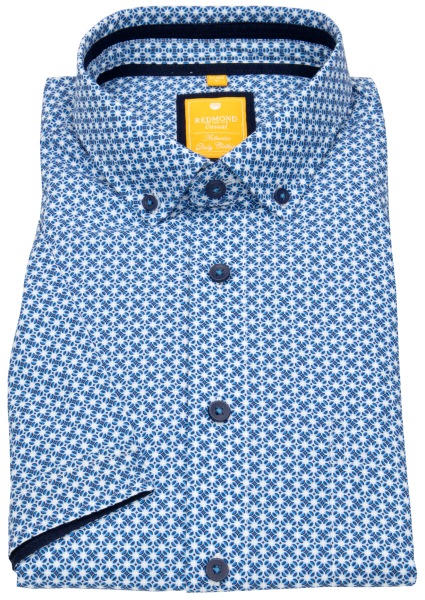 Redmond Kurzarmhemd - Modern Fit - Button Down Kragen - blau / weiß - 241075990 10 