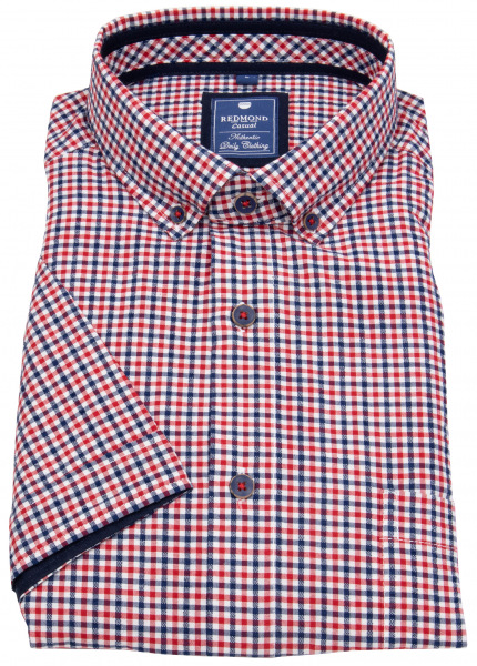 Redmond Kurzarmhemd - Regular Fit - Button Down Kragen - kariert - rot - 231475999 50 