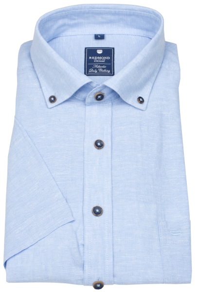 Redmond Kurzarmhemd - Regular Fit - Button Down Kragen - Leinen - hellblau - 251135999 10 