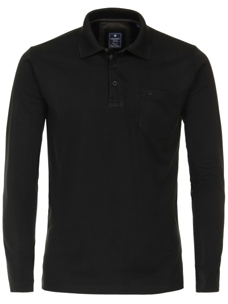 Redmond Poloshirt - Regular Fit - Langarm - Wash and Wear - schwarz - 912111 91 