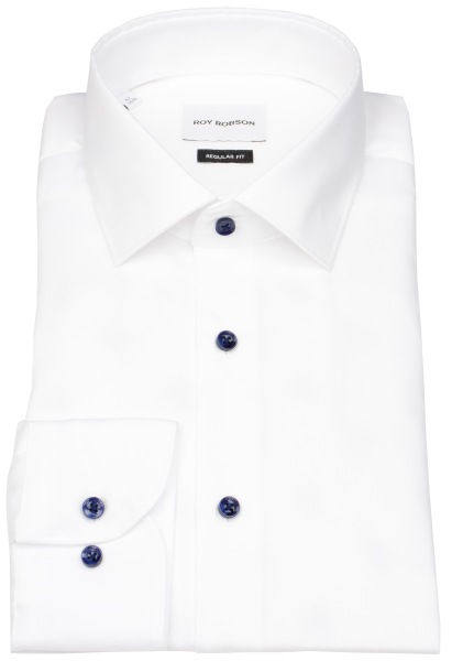 Roy Robson Hemd - Regular Fit - Modern Kentkragen - Kontrastknöpfe - weiß - 5053 S-1213 A101 