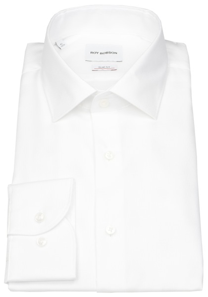 Roy Robson Hemd - Slim Fit - Kentkragen - Struktur - weiß - 5094 S-1284 A100 