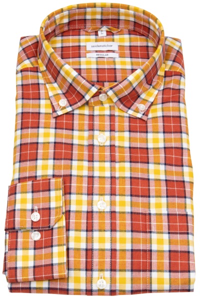 Seidensticker Hemd - Regular Fit - Button Down - Flanell - kariert - mehrfarbig - ohne OVP - 142560 66 