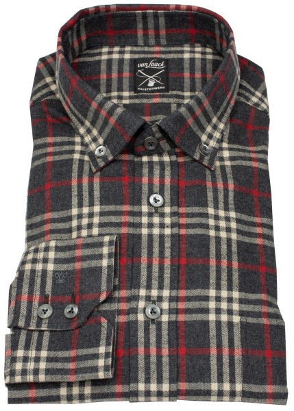 van Laack Flanellhemd - Tailor Fit - Button Down - Meisterwerk - kariert - mehrfarbig - 2013 156642 085 