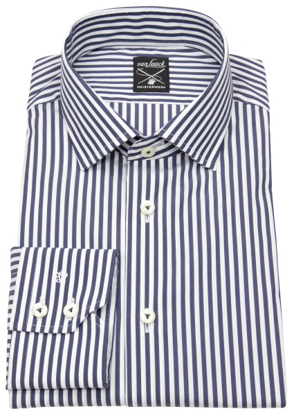 van Laack Hemd - Tailor Fit - Kentkragen - Meisterwerk - Streifen - dunkelblau / weiß - 2092 151896 790 
