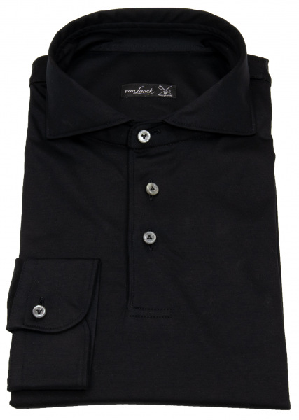 van Laack Poloshirt - Longsleeve - Slim Fit - Haikragen - Jersey - schwarz - 1726 180031 099 