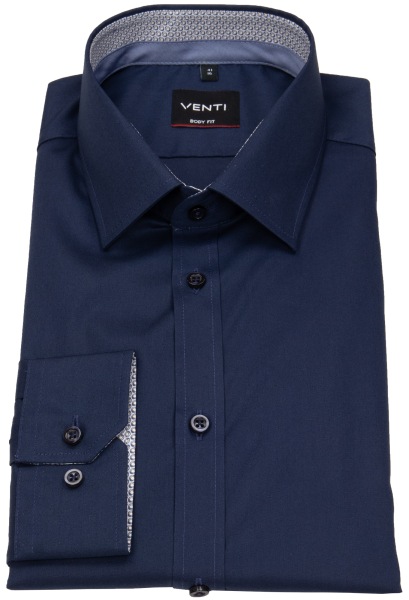 Venti Hemd - Body Fit - Kentkragen - Patch - dunkelblau - 134024500 116 