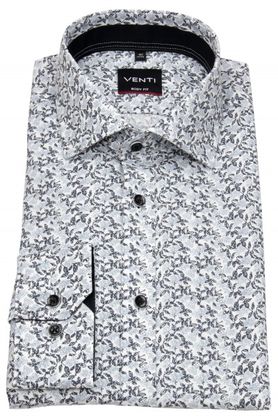 Venti Hemd - Body Fit Stretch - Print - schwarz / weiß - 103413800 750 