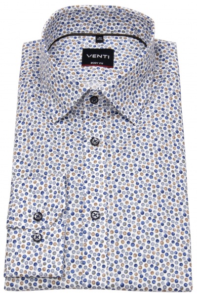 Venti Hemd - Body Fit Stretch - Under Button Down - blau / braun - 103372100 100 