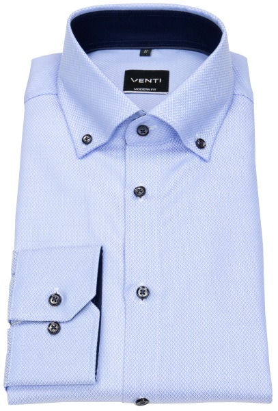 Venti Hemd - Modern Fit - Button Down - Kontrastknöpfe - hellblau - 113644200 101 