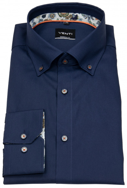 Venti Hemd - Modern Fit - Button Down Kragen - dunkelblau - 134023300 116 