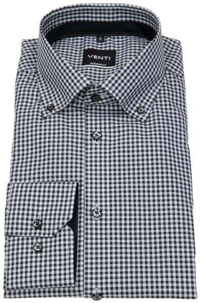 Venti Hemd - Modern Fit - Button Down Kragen - kariert - anthrazit / weiß - 123942400 750 