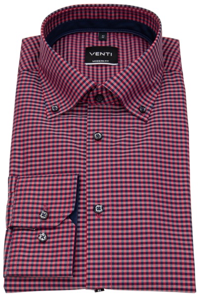 Venti Hemd - Modern Fit - Button Down Kragen - kariert - rot / dunkelblau - 123942400 400 