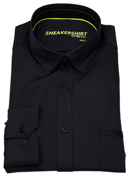 Venti Hemd - Modern Fit - Button Down - Sneakershirt - Stretch - schwarz - 172824900 800 