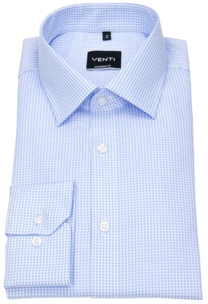 Venti Hemd - Modern Fit - Kentkragen - fein kariert - hellblau / weiß - 134097700 100 