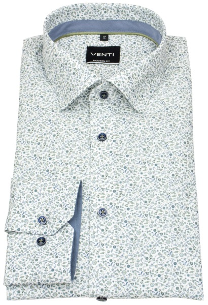 Venti Hemd - Modern Fit - Kentkragen - floraler Print - grün / blau - 154411500 300 