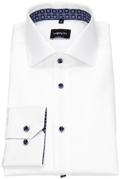 Venti Hemd - Modern Fit - Struktur - Kontrastknöpfe - weiß - ohne OVP - 103522000 000 